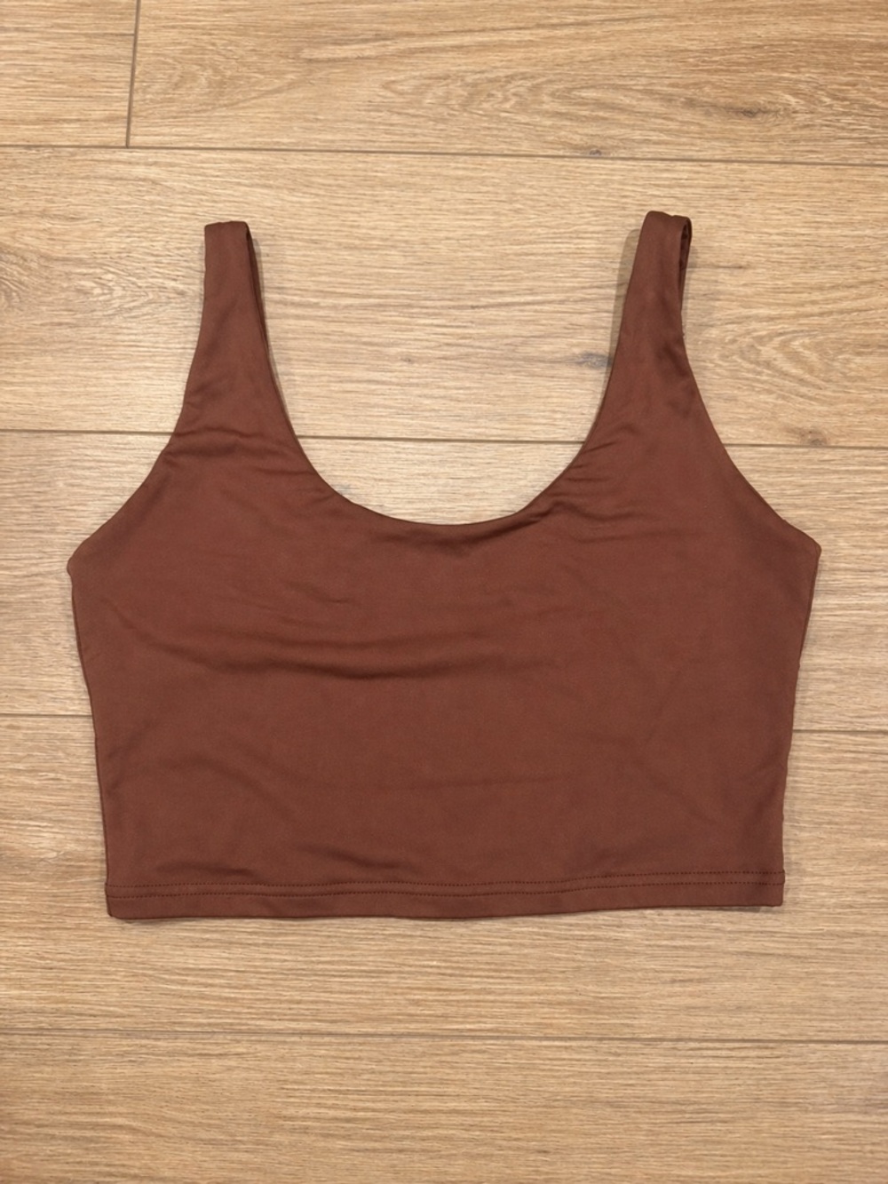 REORIA Women's Scoop Neck Crop Brown Tank Top Size L